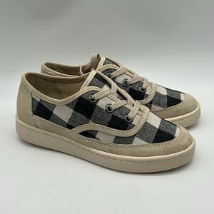 Zodiac Cheezburger Plaid Lace-Up Sneakers Women’s Size 8M Black White Tan NIB